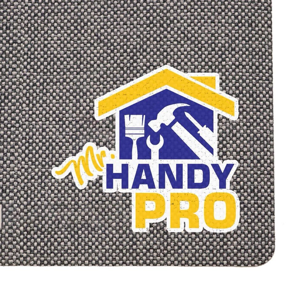 Close-up of Executive Desk Mat woven surface with custom logo