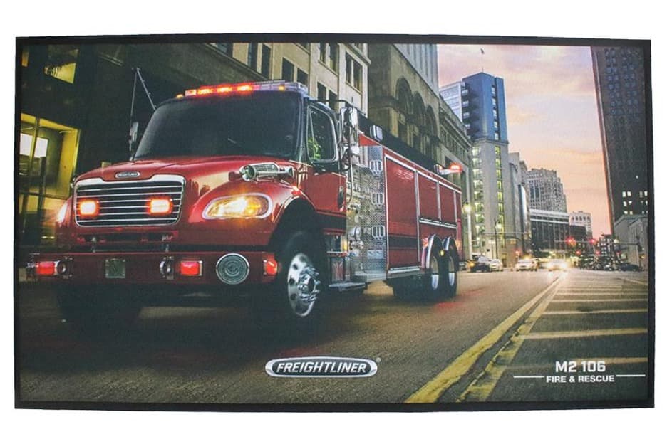 POP Promo Mat isolated product view with fire rescue vehicle artwork