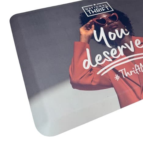 Close-up of Premium Logo Anti-Fatigue Mat printed surface