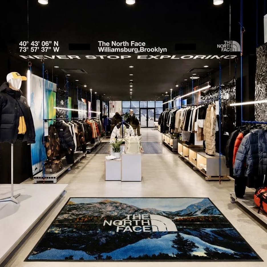 Signature HD Indoor Logo Mat installed in a North Face retail store