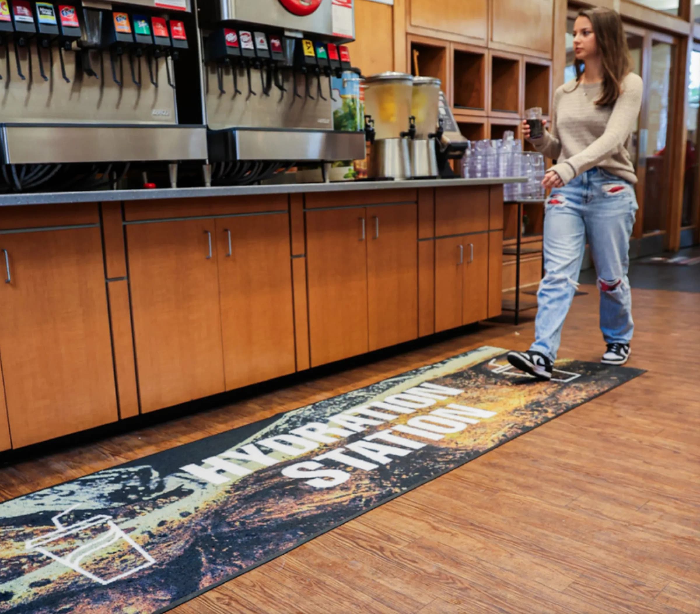 Custom logo mat used inside a business space