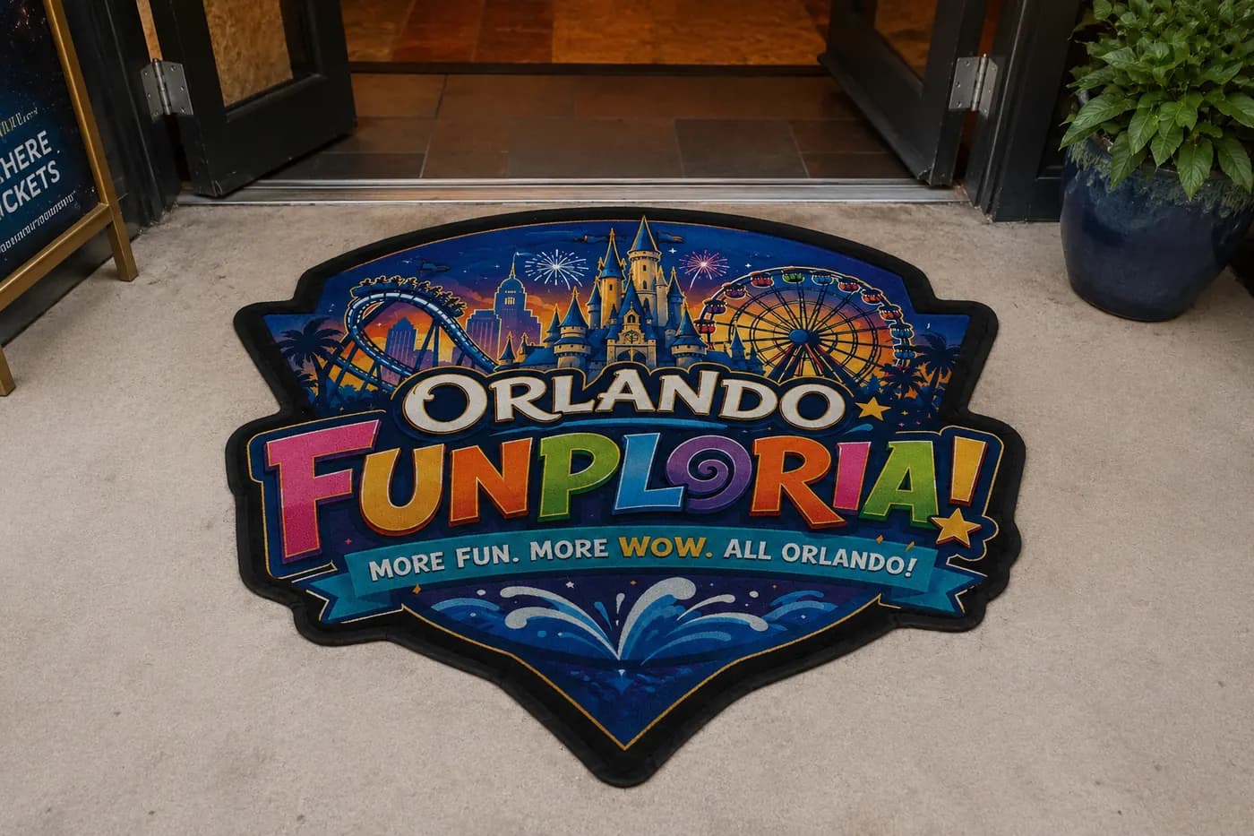 Amusement Parks custom logo mat example