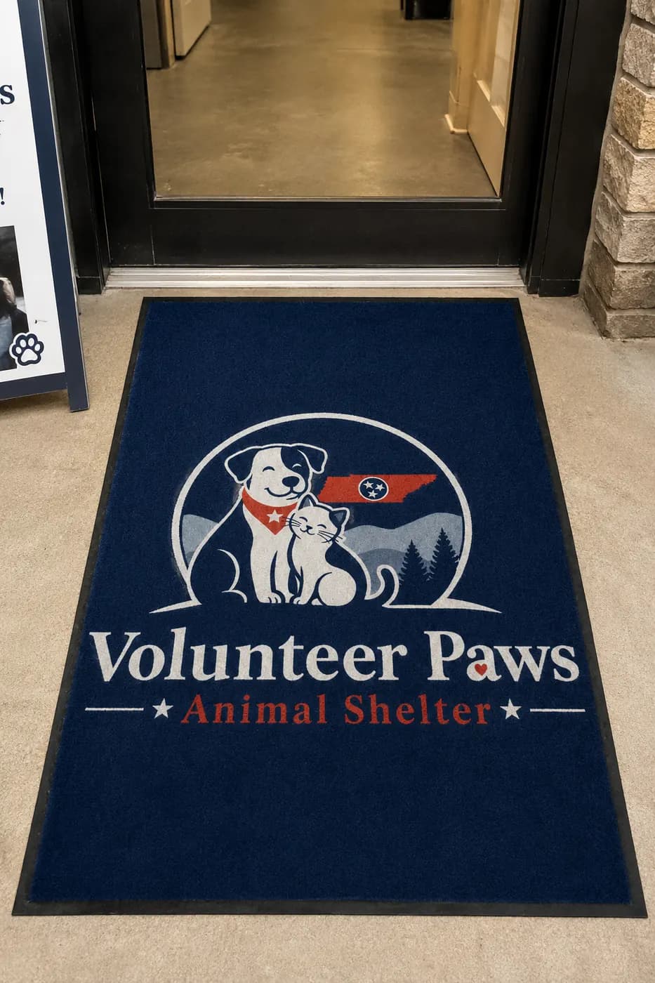 Animal Shelters custom logo mat example