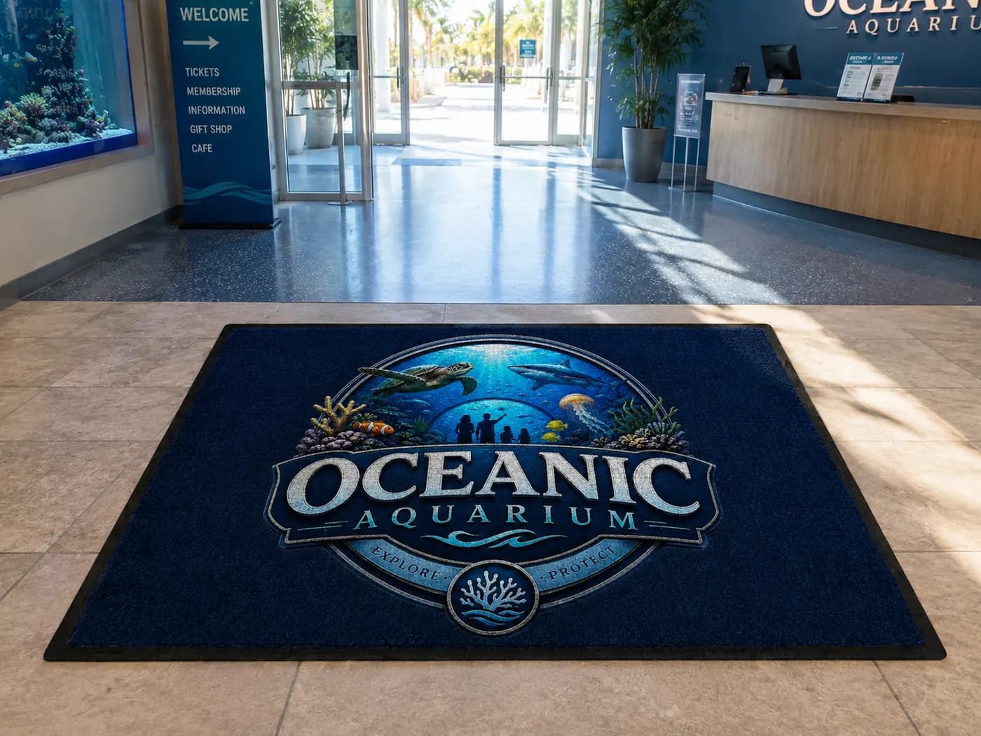 Aquariums custom logo mat example