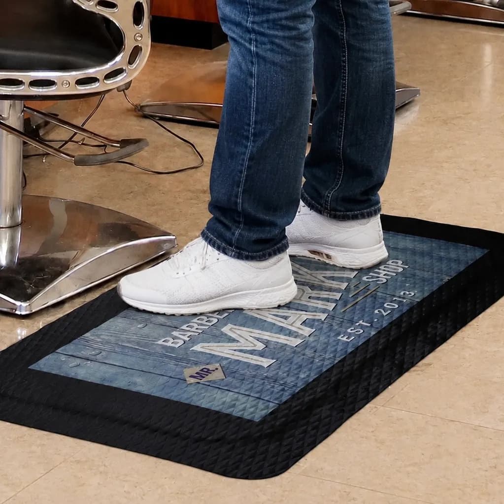 Barber Shops custom logo mat example