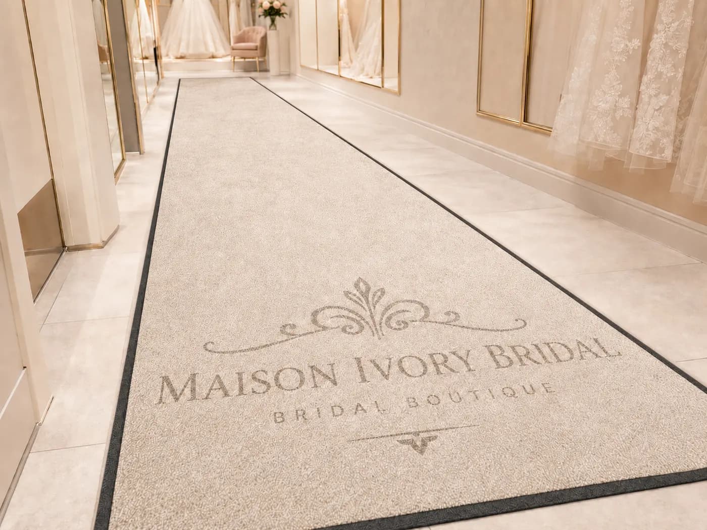 Bridal Boutiques custom logo mat example