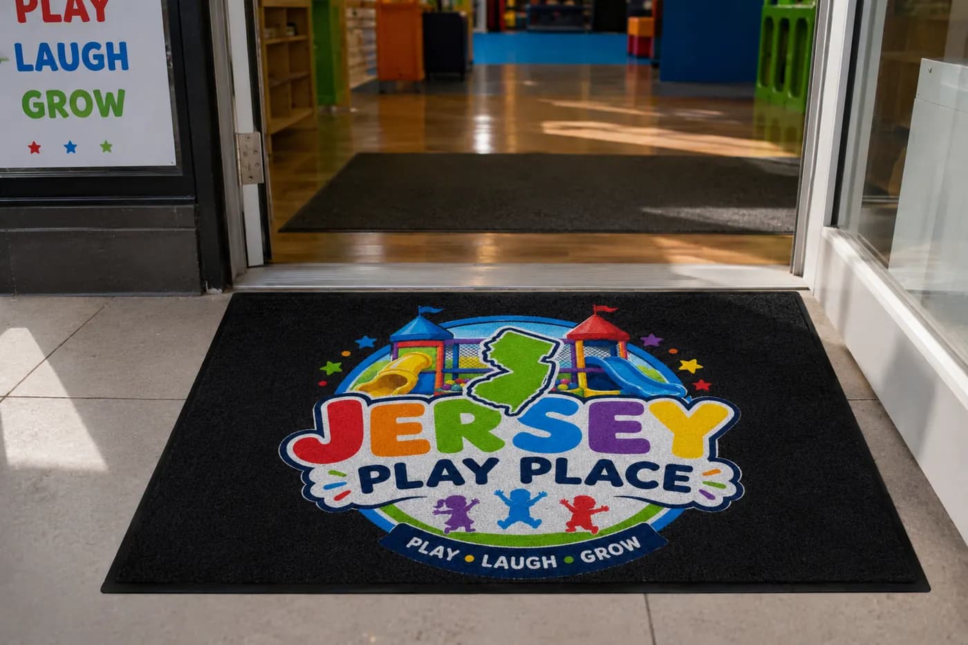 Children's Play Places custom logo mat example
