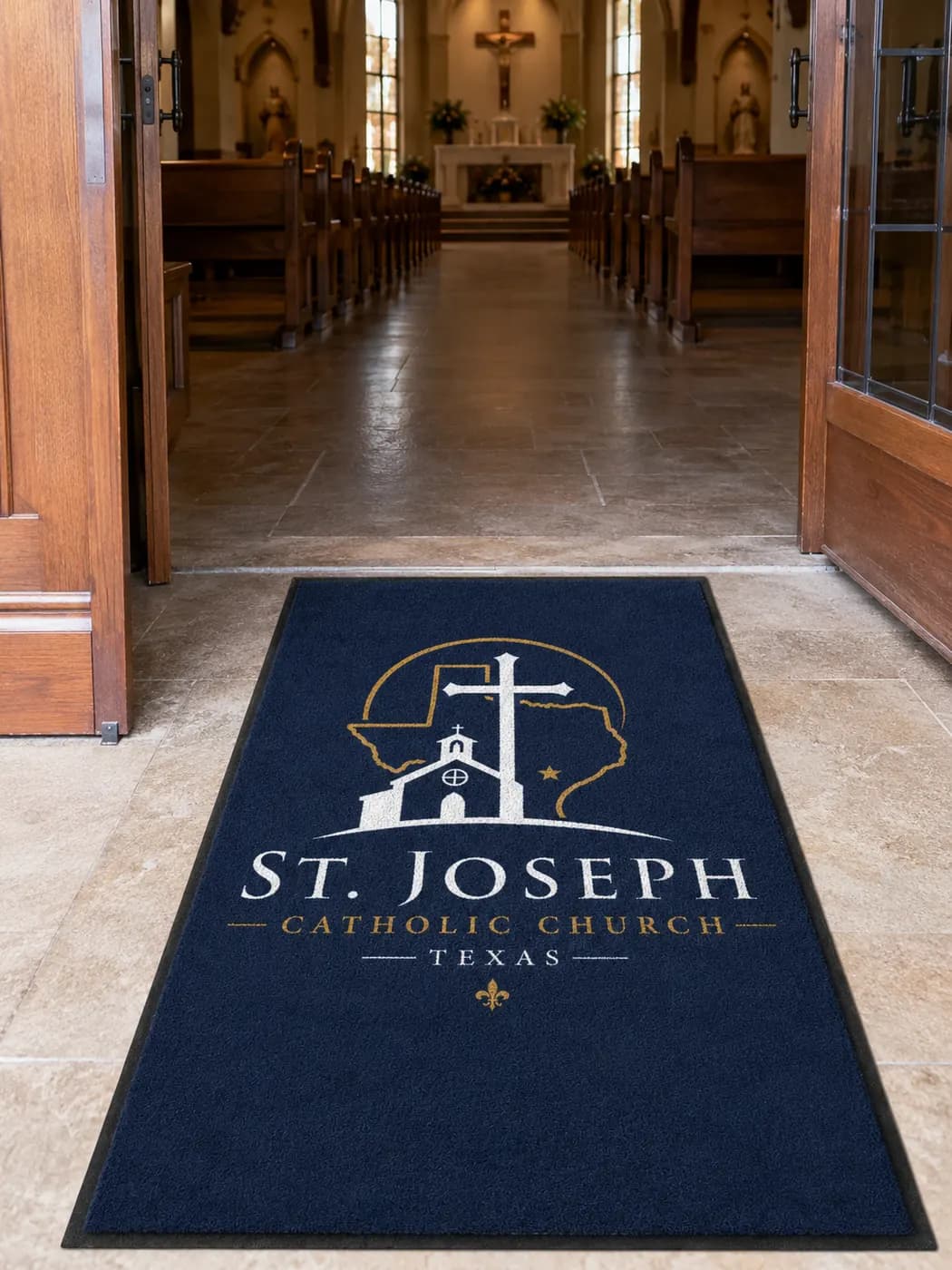 Churches custom logo mat example