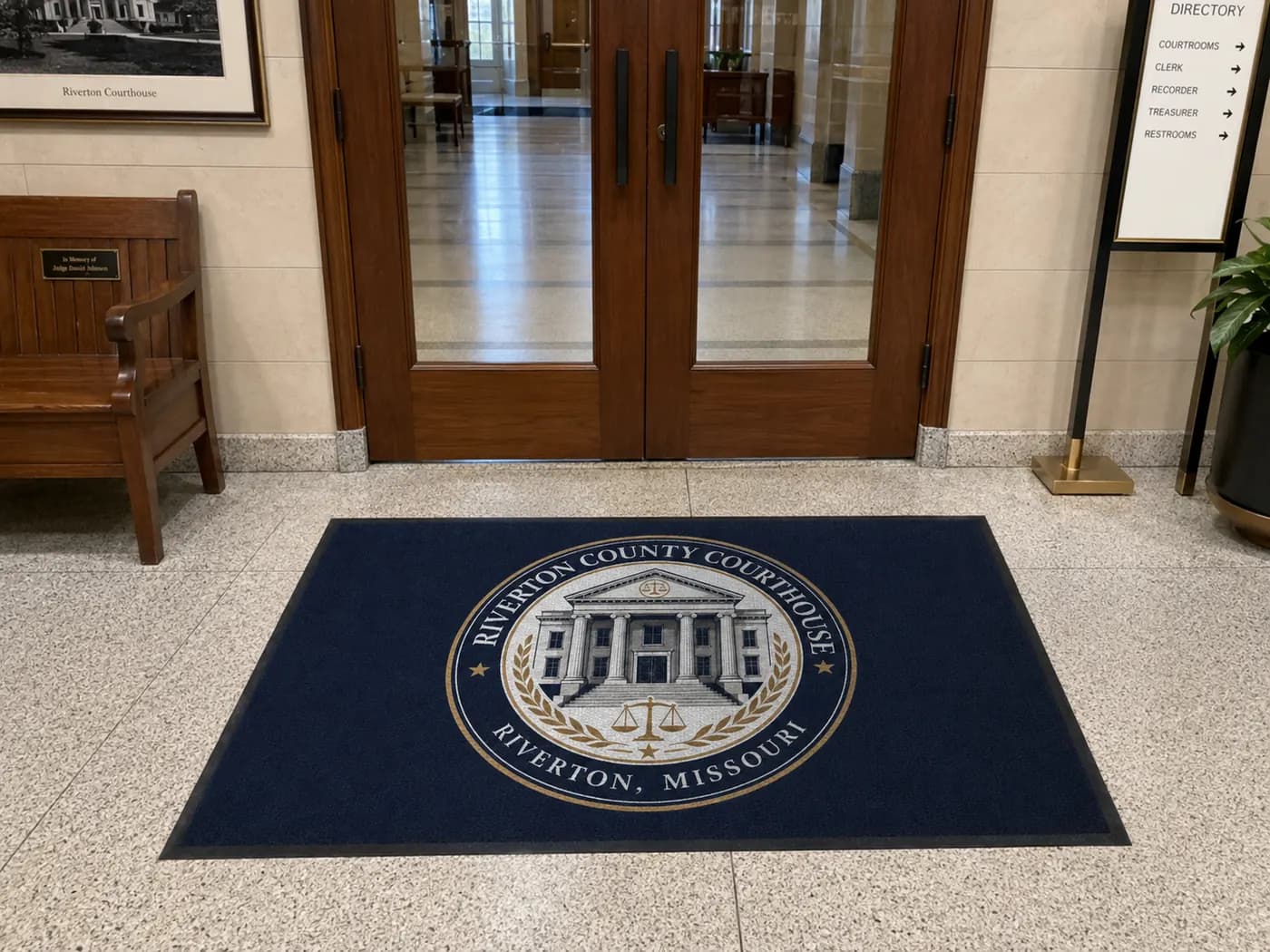 Courthouses custom logo mat example