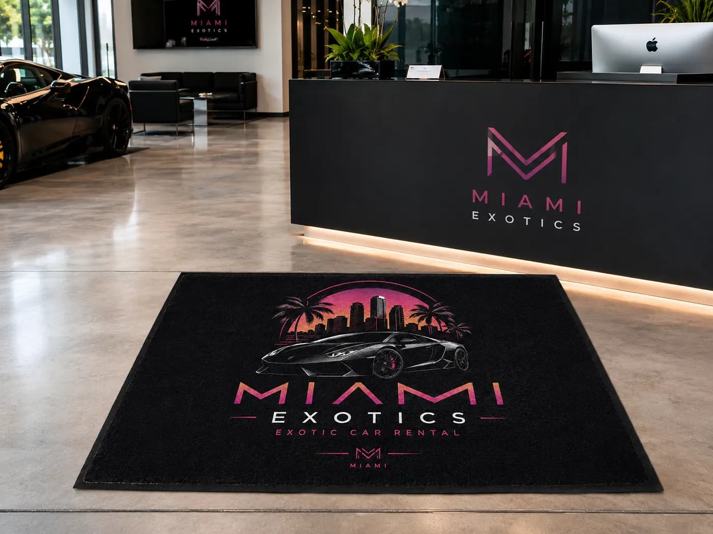 Exotic Car Rentals custom logo mat example
