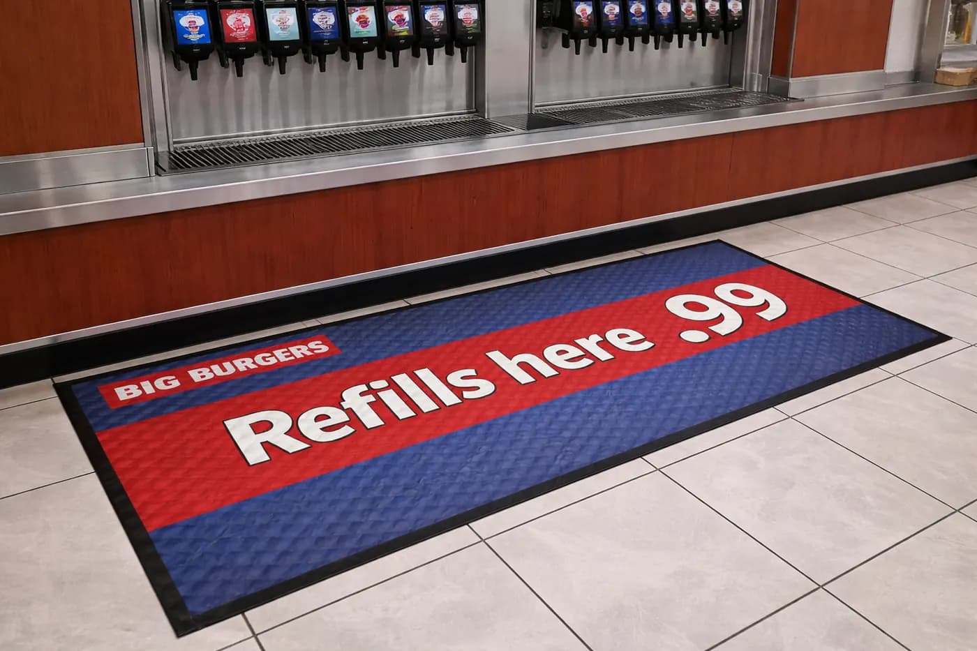 Fast Food Restaurants custom logo mat example