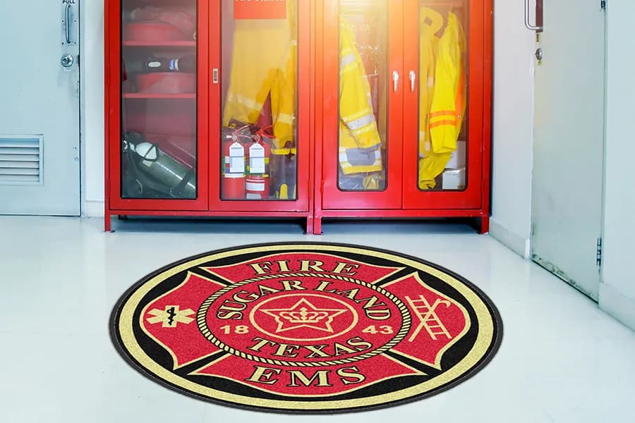 Fire Stations custom logo mat example