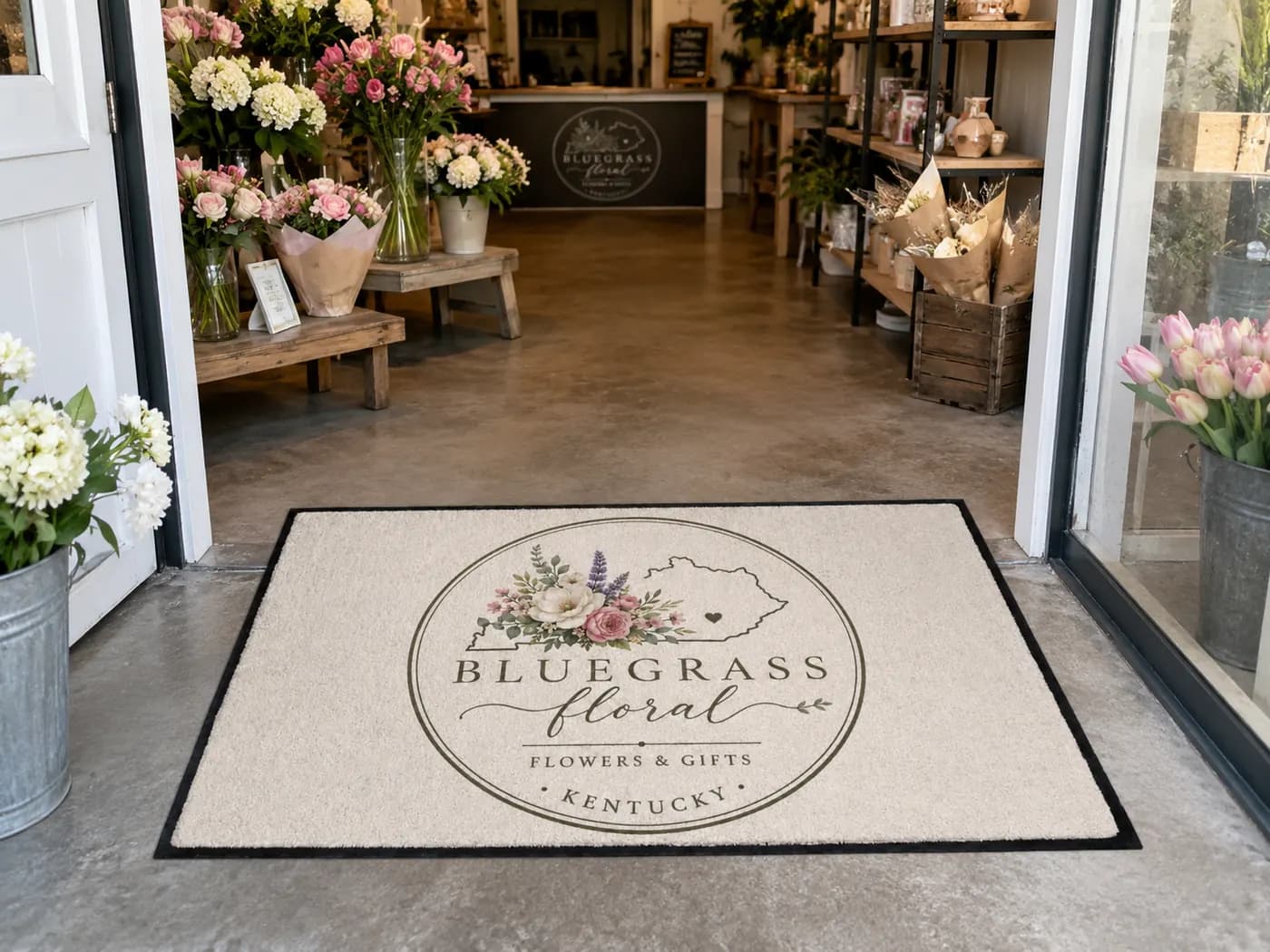 Florists custom logo mat example