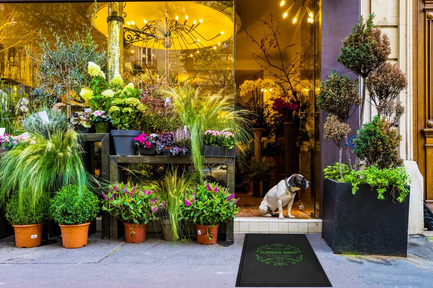 Flower Shops custom logo mat example
