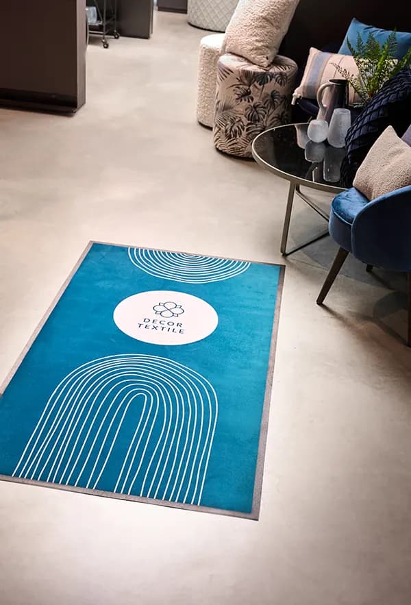Furniture Stores custom logo mat example