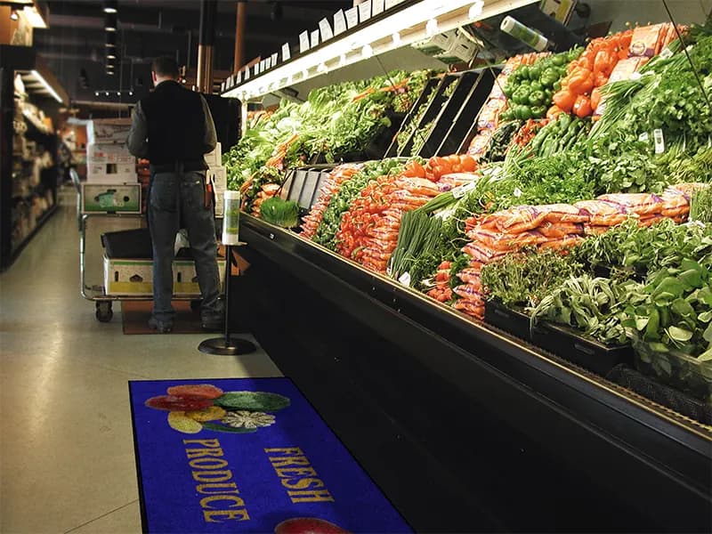 Grocery Stores custom logo mat example