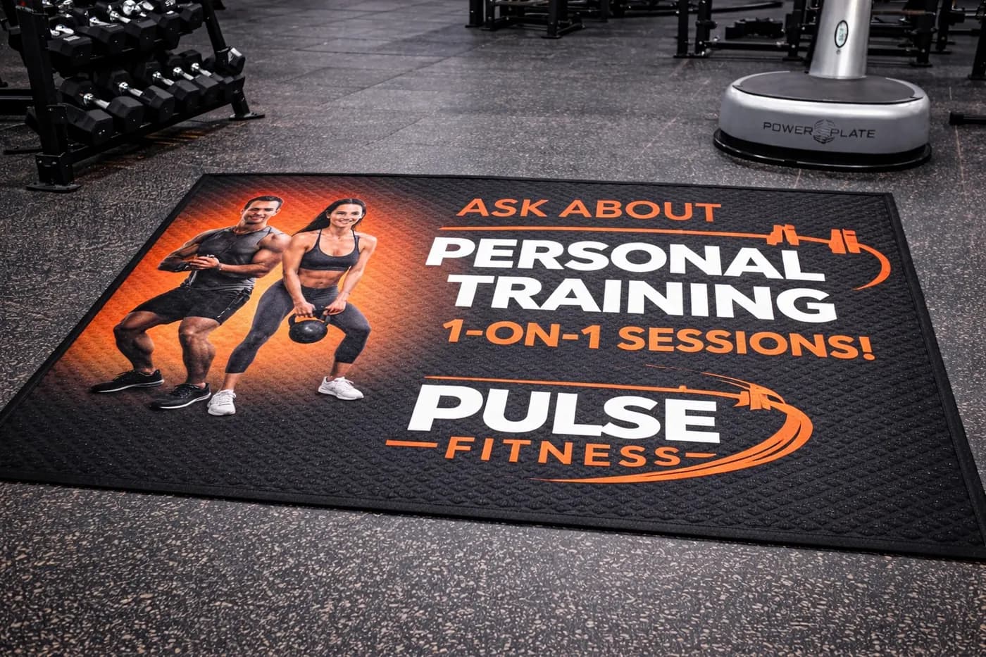 Gyms custom logo mat example