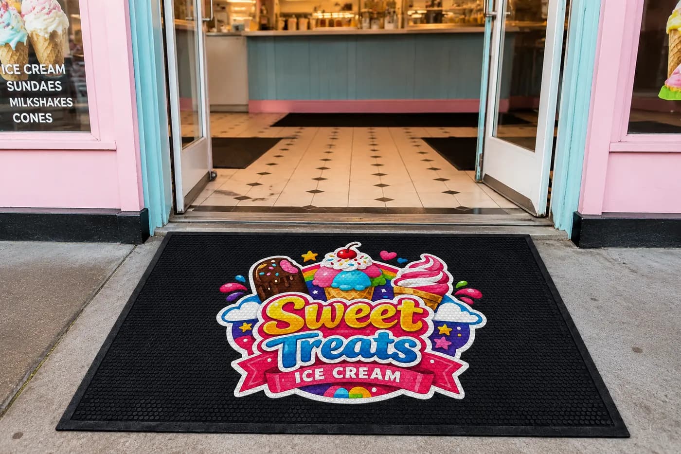Ice Cream Shops custom logo mat example