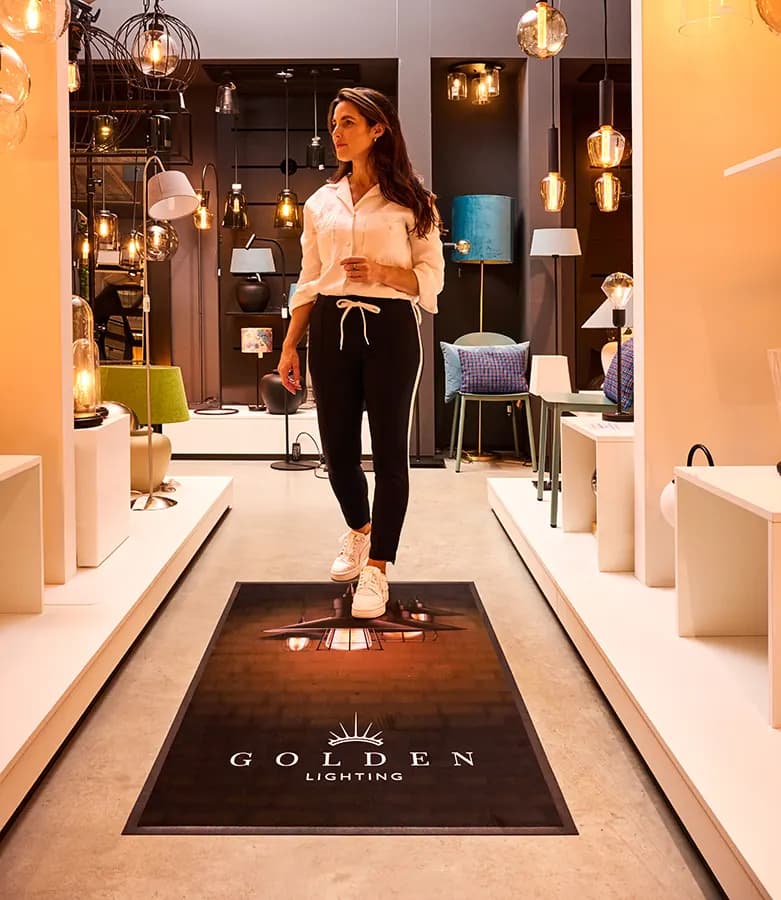 Lighting Stores custom logo mat example