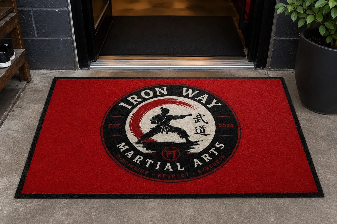 Martial Arts Schools custom logo mat example
