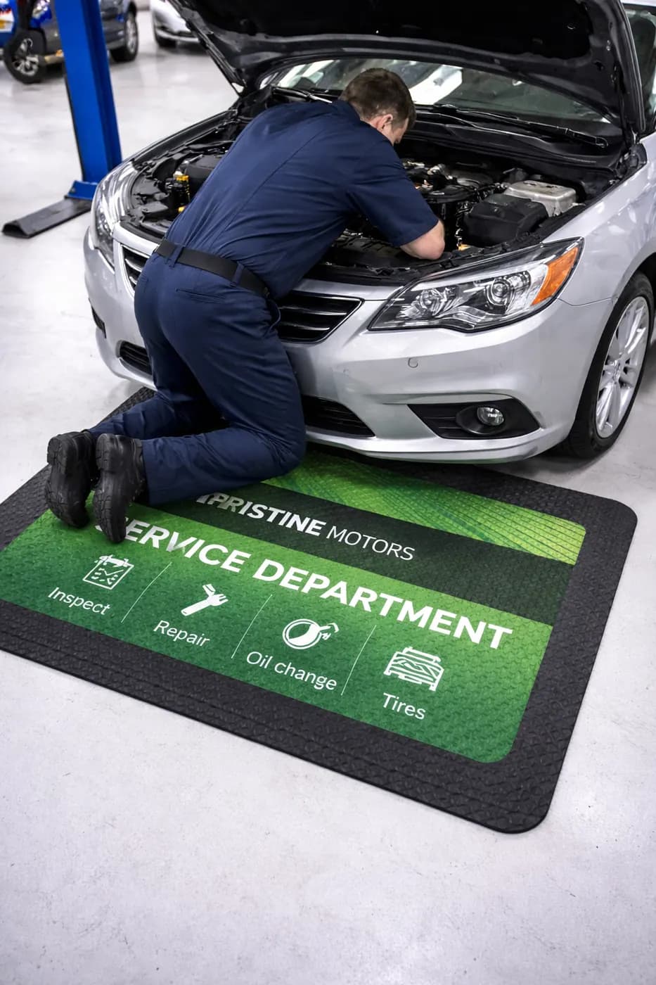 Mechanic Shops custom logo mat example