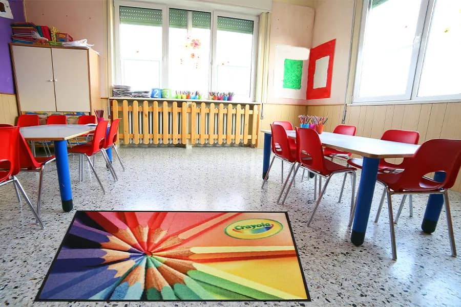 Montessori Schools custom logo mat example