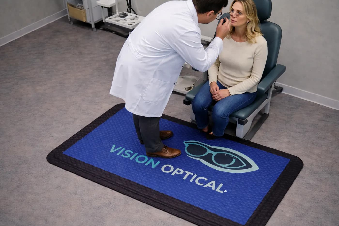 Optometry Clinics custom logo mat example