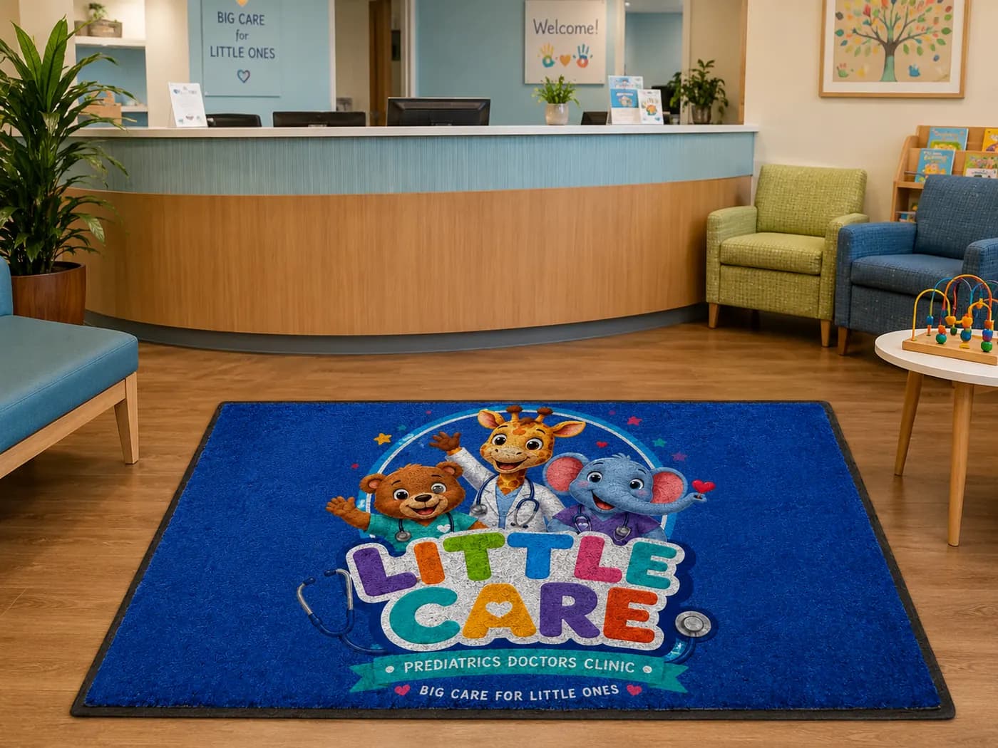 Pediatric Clinics and Children's Doctors custom logo mat example