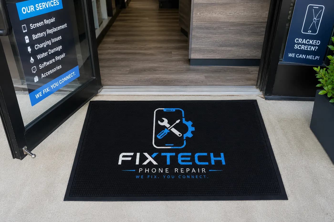 Phone Repair Shops custom logo mat example