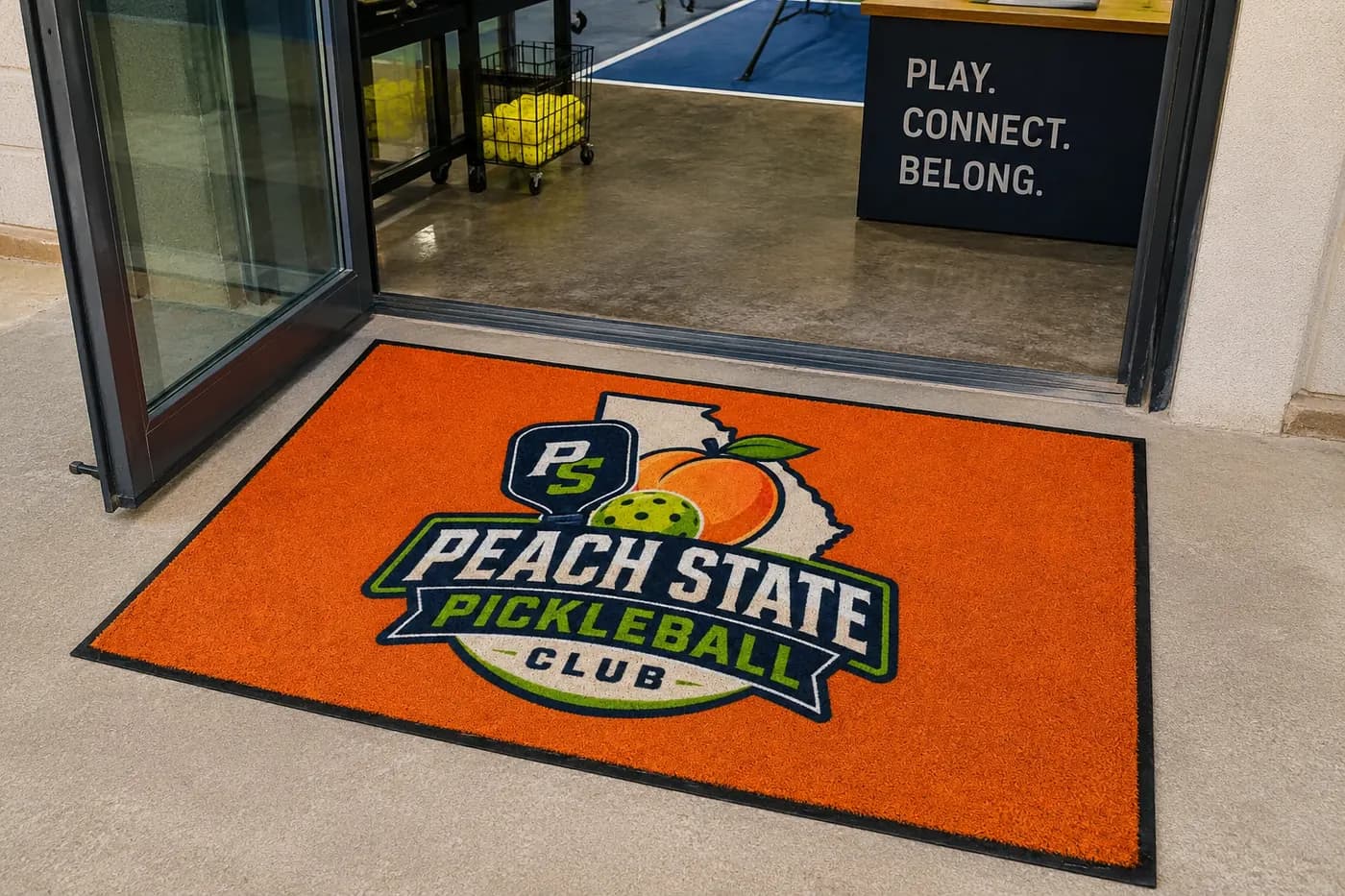 Pickleball Facilities custom logo mat example