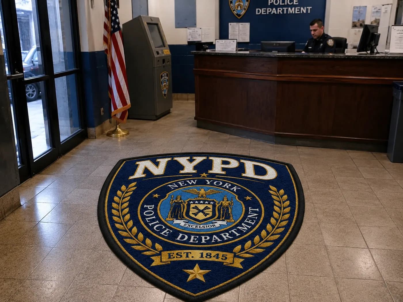 Police Stations custom logo mat example
