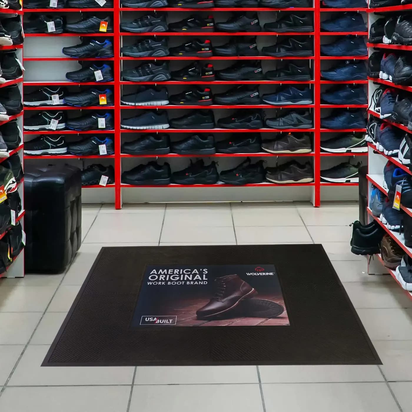 Shoe Stores custom logo mat example
