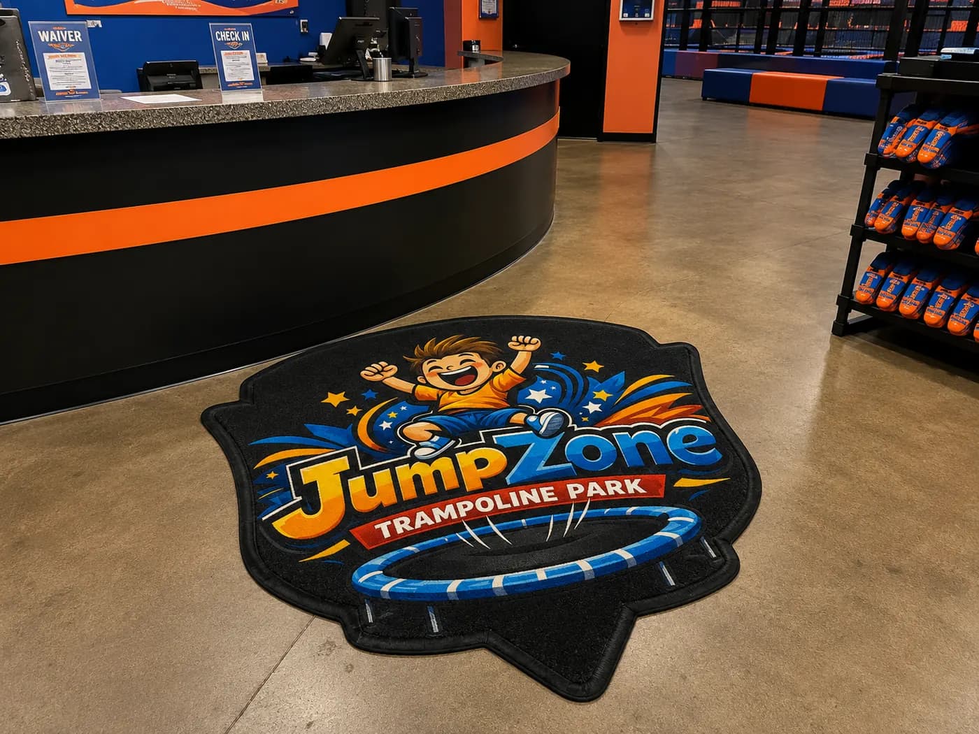 Trampoline Parks custom logo mat example