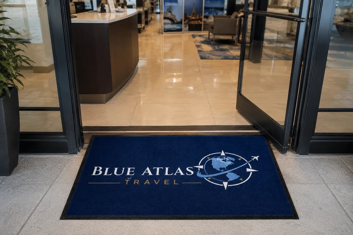 Travel Agencies custom logo mat example