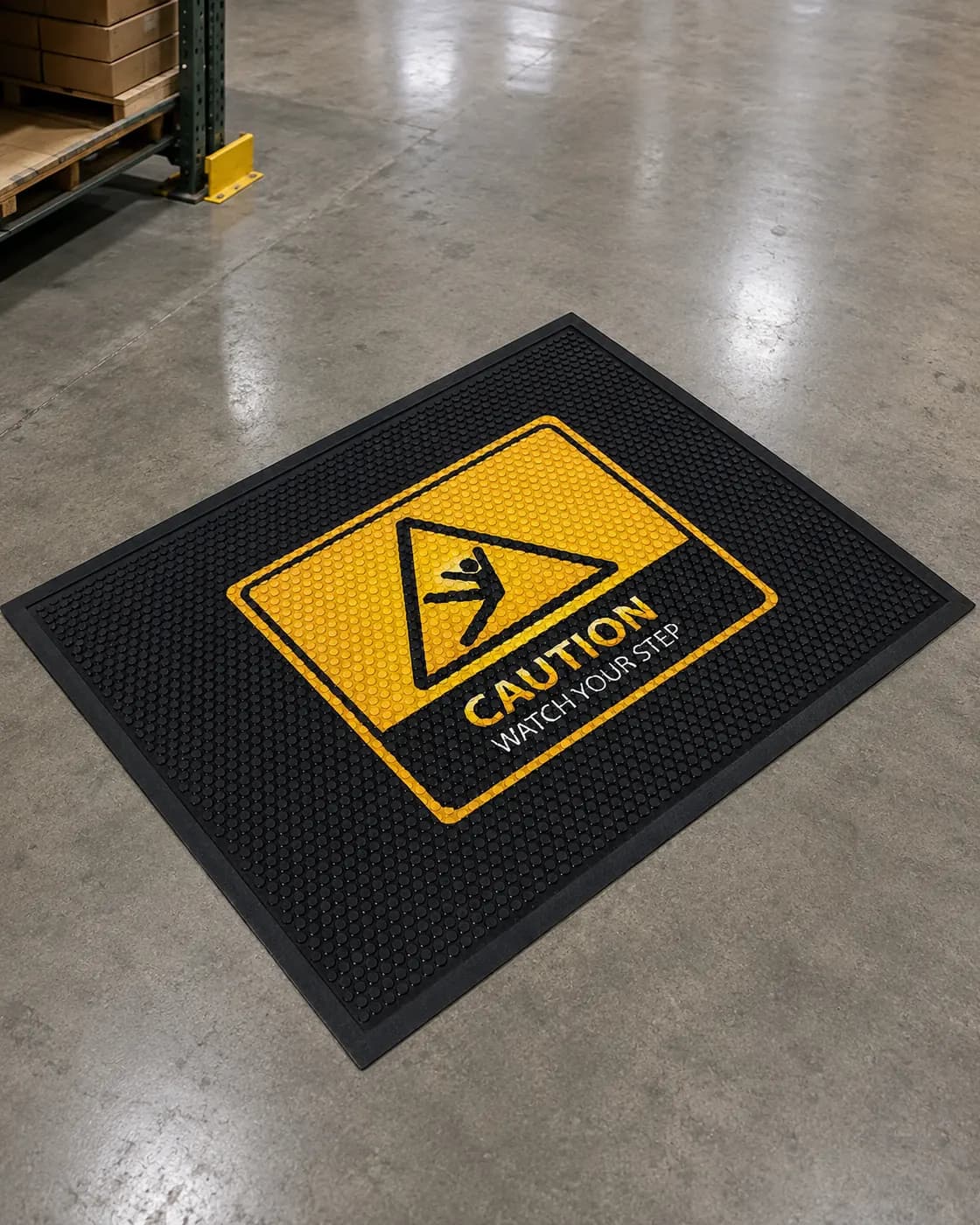 Warehouses custom logo mat example
