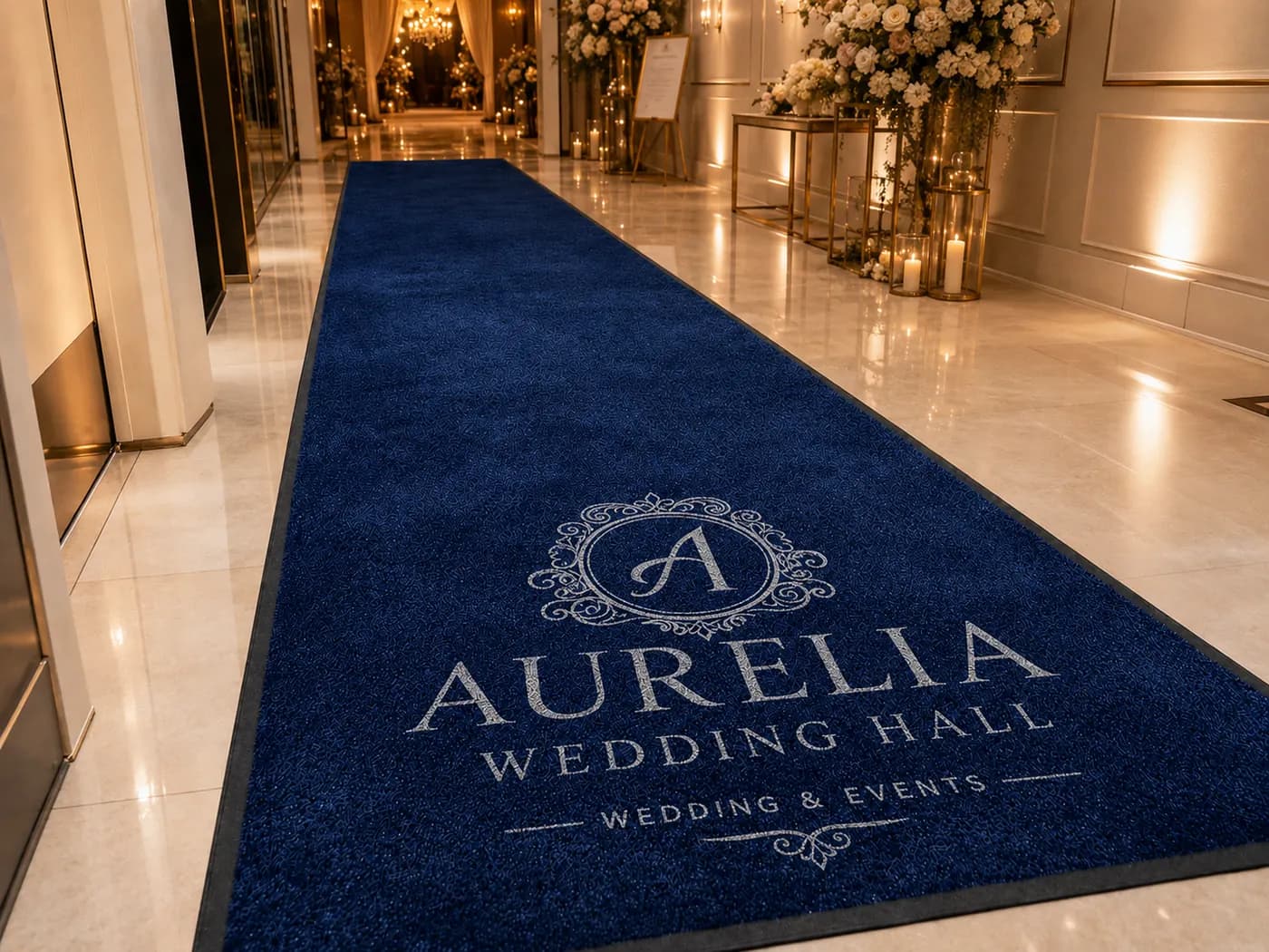 Wedding Halls custom logo mat example
