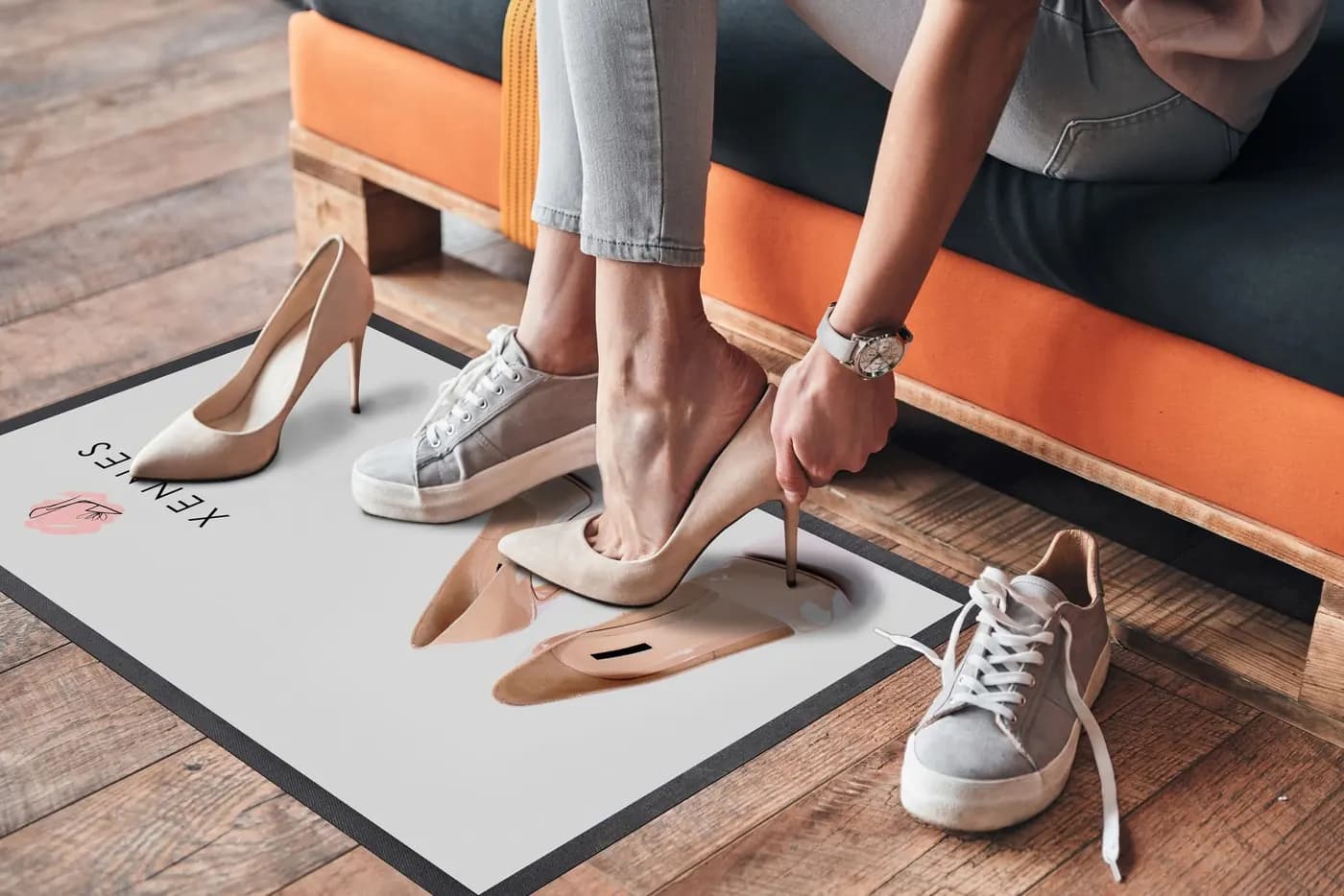 Women's Shoe Stores custom logo mat example